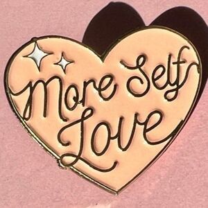 More Self Love Peach Heart Shaped Enamel Pin